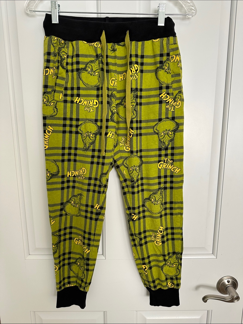 Kids Green Plaid Grinch Jogger Sweatpants